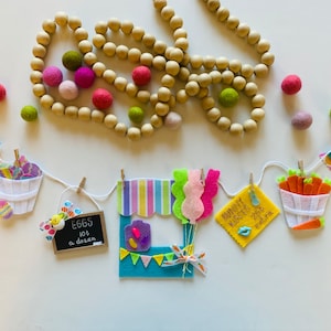 Ostern Stand Miniatur Filz Wäscheleine Banner Ostern Fair Wimpelkette Girlande Dekoration Wandbehang