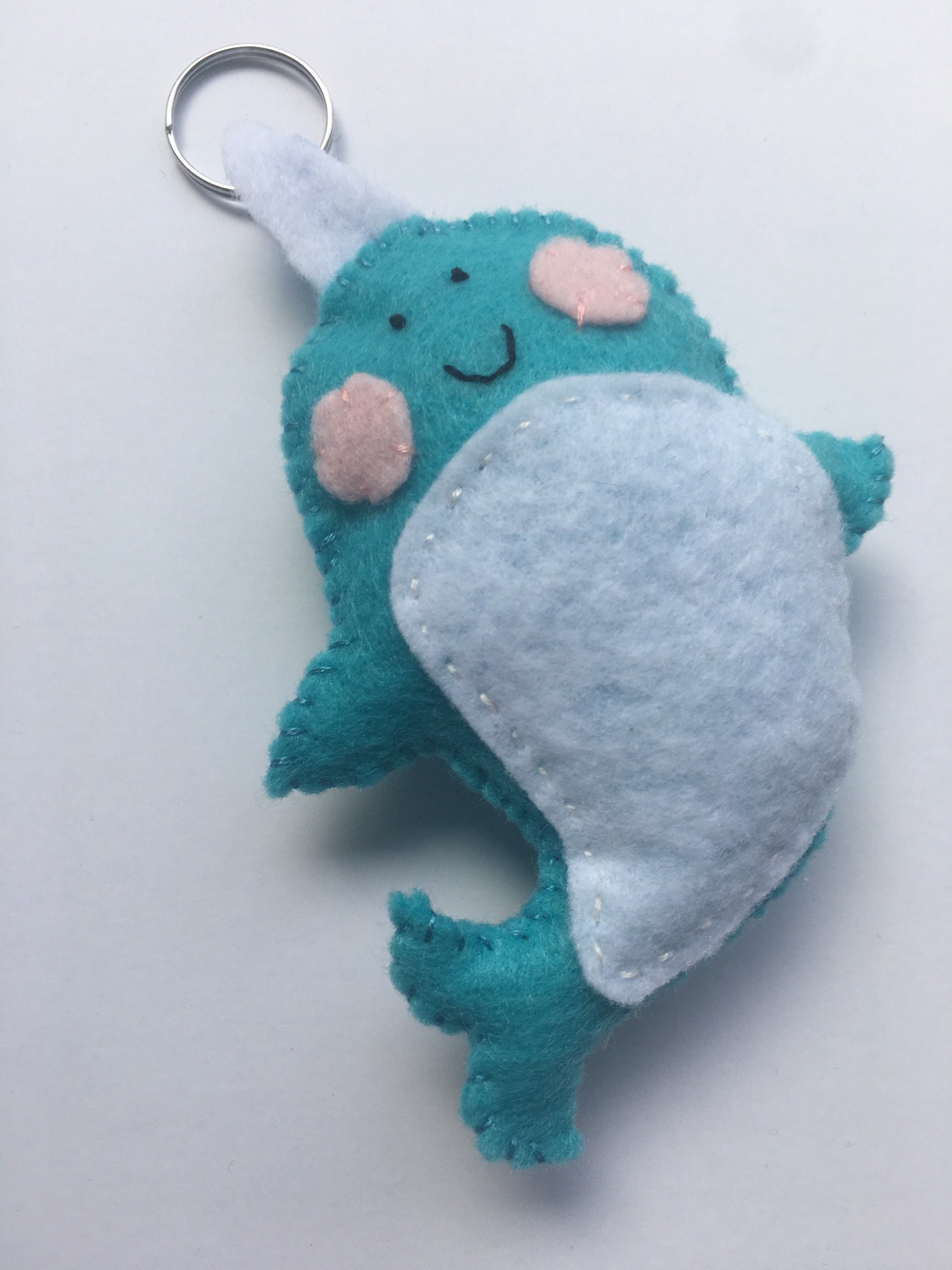 Narwhal Felt Stuffed Keychain Etsy