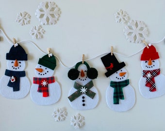 Snowmen Felt Banner Garland Bunting Wall Hanging Decoration for Winter