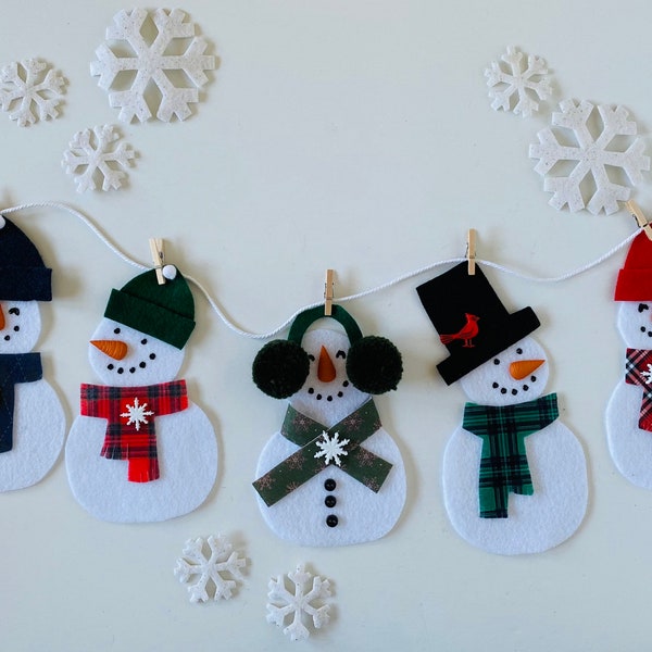 Snowmen Felt Banner Garland Bunting Wall Hanging Decoration for Winter