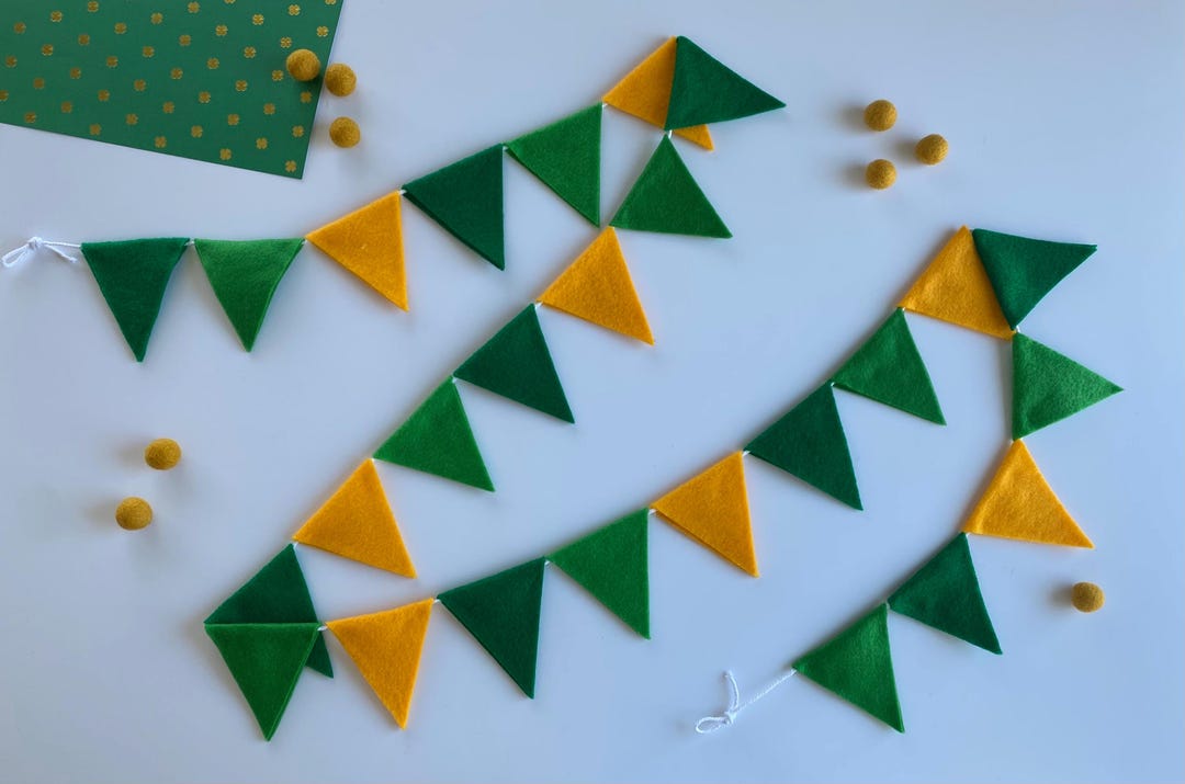 Triangle Bunting, St Patrick’s Day Green and Yellow Triangle Flag ...
