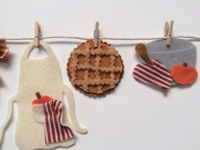 Fall Pumpkin Spice Miniature Clothesline Decoration Banner Garland Felt Bunting Autumn Harvest image 3