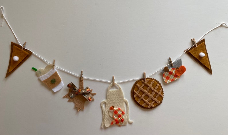 Fall Pumpkin Spice Miniature Clothesline Decoration Banner Garland Felt Bunting Autumn Harvest image 8