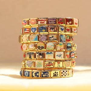 Personalized Italian Bracelet, Custom Gold Italy Charms, Gold Italian Bracelet, Italy Charms, Gold Italian Charm Bracelet, Gift for Her