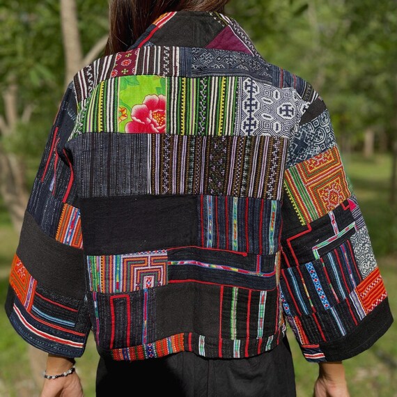 ジャケット・アウター ETHNIC PATCHWORK DESIGN NOCOLLAR JACKET Nomadic Patchwork Jacket - Etsy