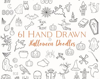 Halloween Procreate Stamps: Spooky Tattoo Art, Ghosts & Pumpkins (Commercial Use)