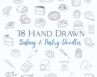 Bakery Procreate Stamp Bundle - Pastries, Cakes, and Baking Line Art Graphics
