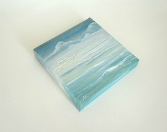 Sea and Ocean Original Painting, After The Storm, 4x4 inch