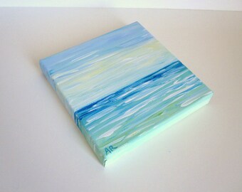 Original Ocean Painting, 5x5 inch, Spring Sea