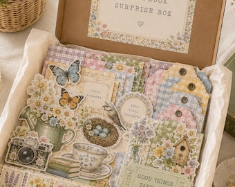 Junk Journal Mystery Kit | Ephemera Pack, Scrapbook Supplies Mystery Box, Craft Kit