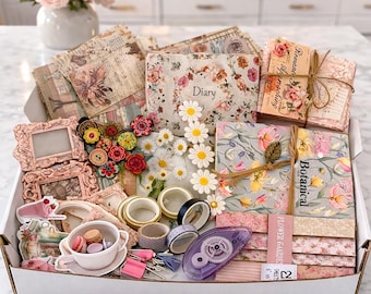 Junk Journal Starter Kit | Scrapbooking Supplies, Stickers, Papers (200 Pieces)