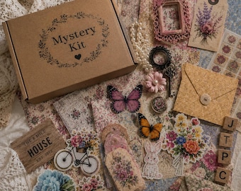 Junk Journal Kit | Scrapbook Supplies Mystery Box | 50-200 Piece Craft Kit