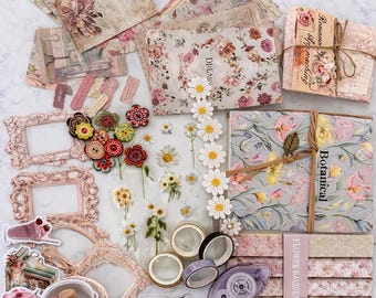200 Piece Scrap Book Starter Kit | Scrapbooking Journal Supplies | Scrap Book & Scrap Booking Kit | Journal Stickers and Papers
