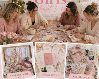 Girls Night In Kit | Junk Journal Kit + Spiele | Junggesellinnenabschied Spiele | Scrapbooking Kit Bastelbogen | Girls Night Aktivitäten