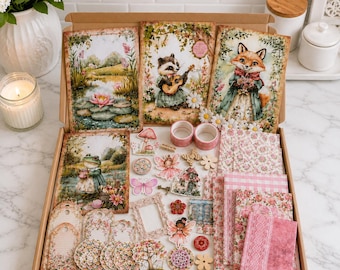 Pink Fairy Junk Journal Kit | Cottagecore Ephemera Scrapbooking Pack (50/100/200 Piece)