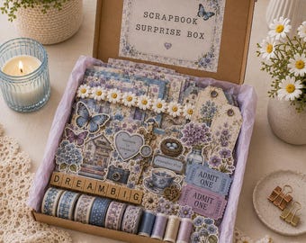 Scrapbook Supplies Mystery Box, Vintage Ephemera, Paper Crafts, Junk Journal Kit
