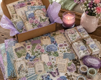 Junk Journal Kit | Vintage Floral Scrapbooking Supplies, Washi Tape, Ephemera