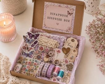 Junk Journal Kit | Scrapbook Supplies Mystery Box | Ephemera Pack & Craft Kit for Adults | Journaling Gift Box