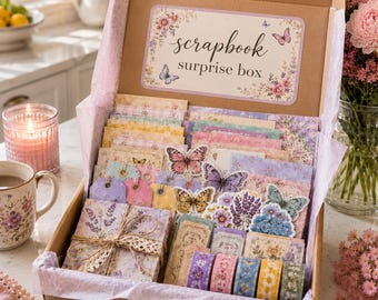50, 100 or 200 Piece Junk Journal Kit | Scrapbook Kit Mystery Box | Scrapbooking Supplies & Journal Kit for Adults | Junk Journal Surprise