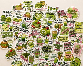 Matcha Sticker Pack | Matcha Stickers | Junk Journal Scrapbook Stickers | Green Aesthetic Sticker Pack | Laptop & Kindle Stickers | Gift
