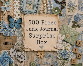 500 Piece Scrapbook Junk Journal Kit |  Kit Mystery Box | Scrapbooking Supplies & Journal Kit for Adults | Junk Journal Surprise Box