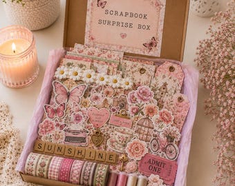 Junk Journal Kit | Ephemera Pack, Scrapbook Supplies Mystery Box, Craft Kit