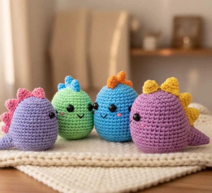 Colourful Mini Dino Crochet Pattern | Cute Amigurumi Dinosaur Toy
