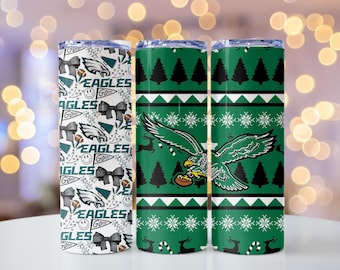 Bicchiere Philadelphia Eagles da 20 once / Go Birds Football Collage da 20 once / Regalo per tifosi in acciaio inossidabile