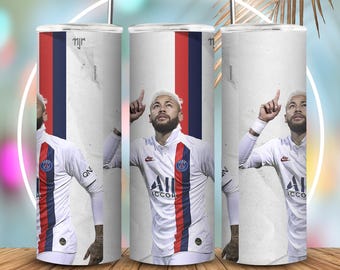 Neymar Jr 20oz Tumbler Sublimation Wrap PNG | Projekt kubka piłkarskiego | Neymar Digital Download | Fan piłki nożnej Wydrukuj kubek