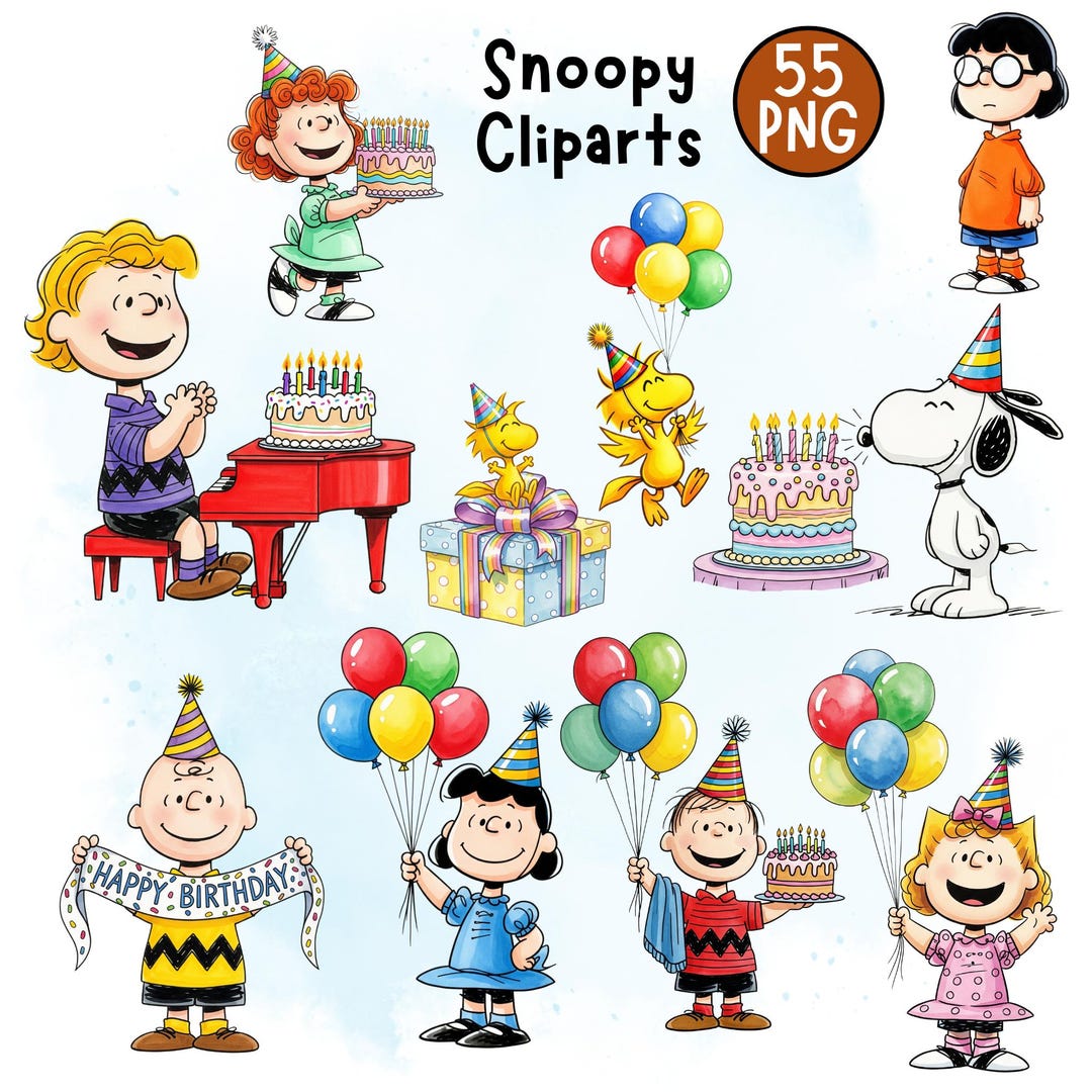 Snoopy the Peanuts Birthday Clipart 55 PNG, Snoopy Cartoon Dog Clipart, Charlie Brown PNG, Cute Snoopy Dog, Peanuts Friends Birthday Clipart