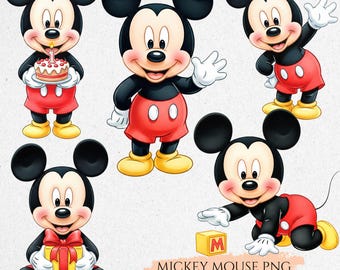 Lindo bebé Mickey Mouse, pequeño Mickey Mouse PNG, cumpleaños de Mickey, acuarela de Mickey, baby shower, Mickey Cliparts PNG