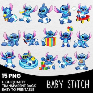 Cute Baby Stitch 15 PNG Design, Sublimation Png, Tshirt Mug Tumpler Sticker Png, Stitch Baby Design, Stitch Baby Shower PNG