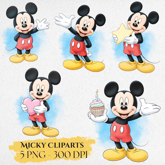 Baby Mickey Mouse Clipart, Mickey Mouse PNG, Birthday Mickey, Mickey Watercolor Clipart Set, Cute Cartoon, Baby Shower, Mickey Cliparts PNG