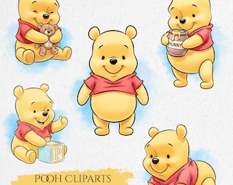 Clipart de Winnie the Pooh, cumpleaños de niño, Winnie Pooh clásico, baby shower de Pooh, acuarela de Winnie the Pooh, cumpleaños de Pooh PNG, arte infantil