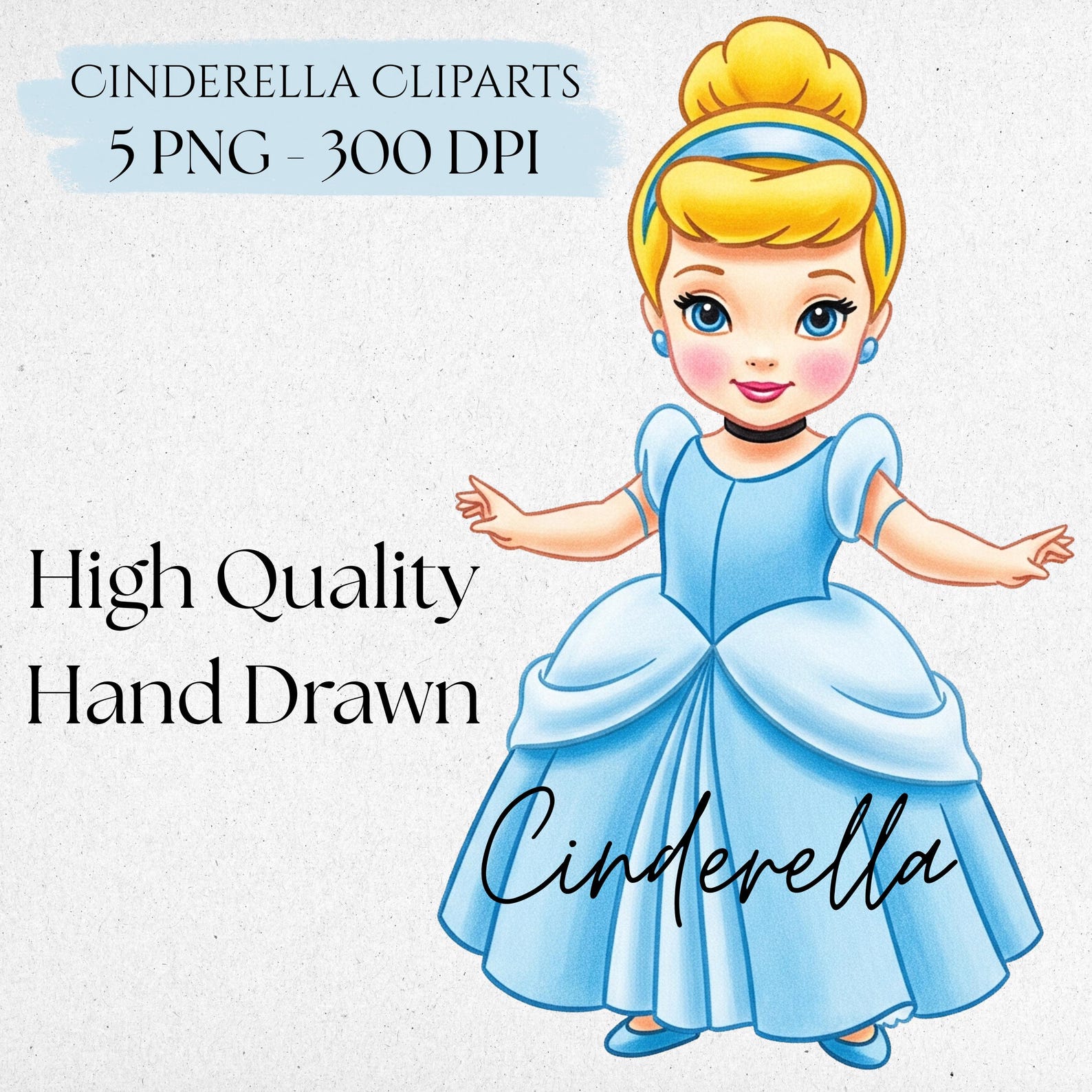 Baby Princess Cinderella Watercolor Clipart, Cute Cinderella Clipart ...