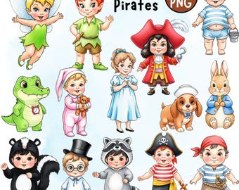 かわいいピーターパンの水彩画クリップアートPNG、かわいい漫画