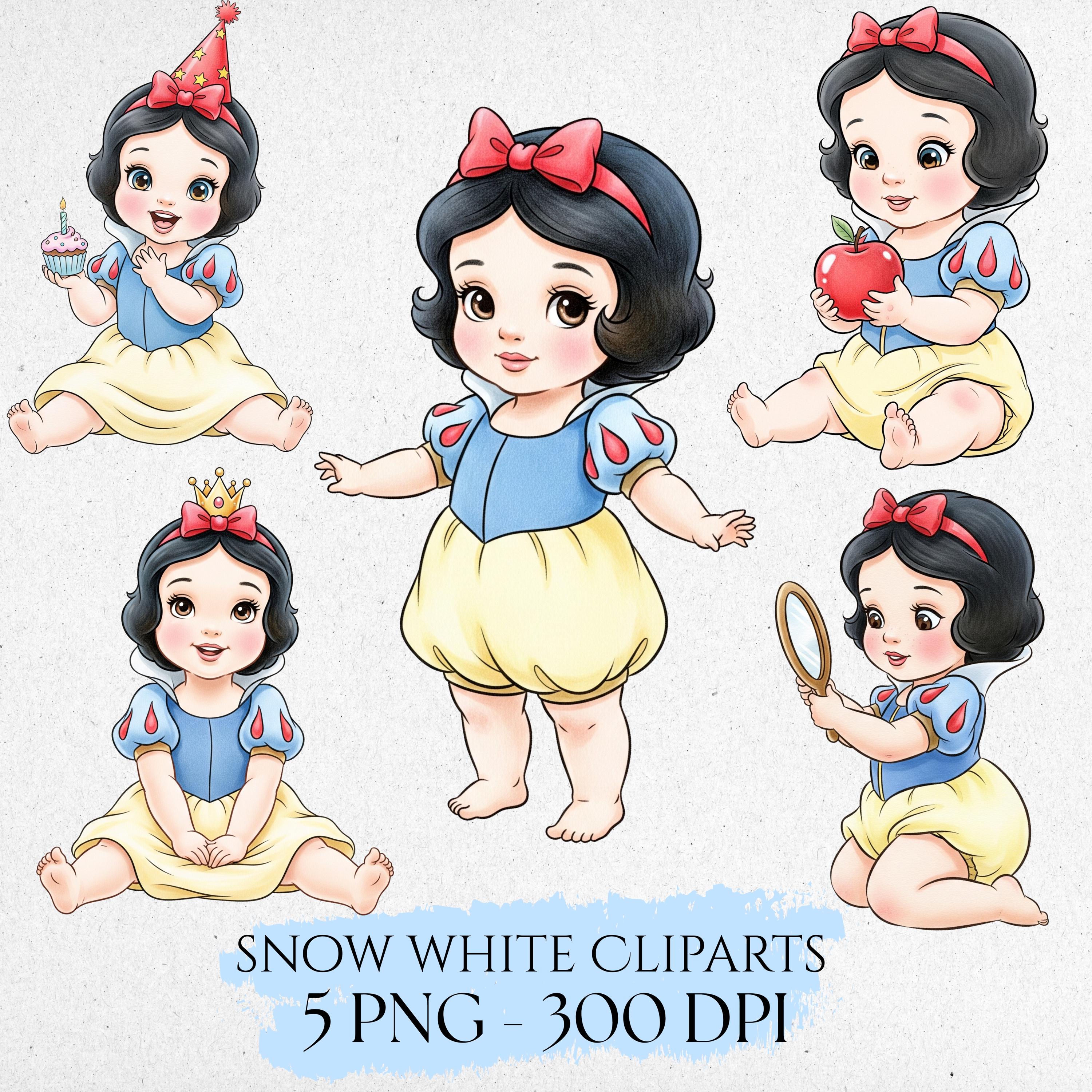 白雪姫のかわいい赤ちゃんの水彩画クリップアート、白雪姫のPNG