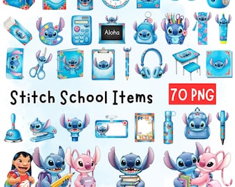 Back to School Stitch Clipart 70 PNG, Stitch School Items Clipart, Cute Stitch, School Stitch, Angel Lilo Stitch, Stitch Watercolor Cliparts