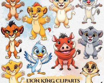 ライオンキングの水彩PNGクリップアート、かわいい漫画、テモン