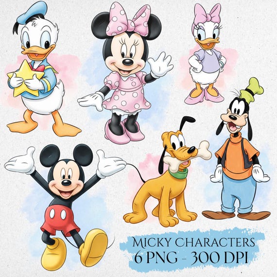 Mickey Mouse Clipart, Watercolor Mickey, Mickey Minnie PNG Clipart, Hand Draw Mouse, Retro Classic Mickey, Mickey Mouse & Friends Best PNG