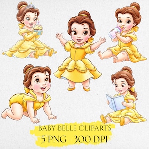 Clipart de Bella en acuarela, Bella PNG, Clipart de princesa, Dibujado a mano, Clipart de Bella en acuarela, Decoración de fiesta de princesa, Arte infantil