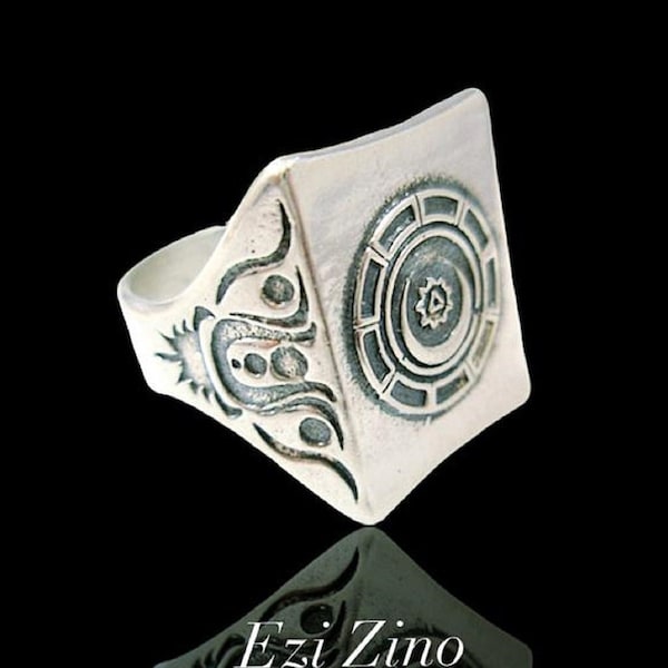 Ezi Zino Crop Circle pewsey white horse 2007 mayan code Sterling Silver 925 Ring