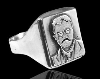 US President 26 Teddy Theodore Roosevelt portrait ring by ezi zino