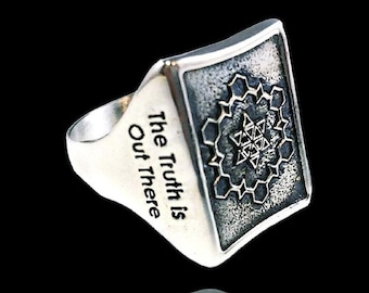 Astronomy Crop Circle Star of David Sterling Silver 925 Ring BY EZI Zino