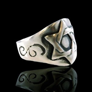 Ezi Zino Star of David  magen david hand made Signet ring  Sterling Silver 925 Ring