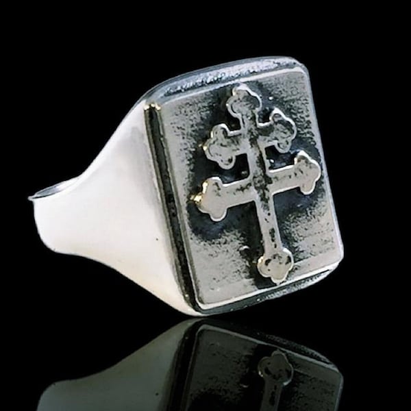 CROSS OF LORRAINE ring sterling silver 925 french foreign legion