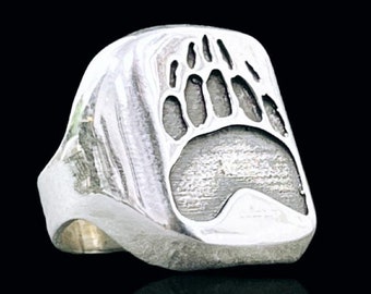 Ezi Zino Jewelry Designer Bear Claw/Paw signet ring Solid Sterling Silver 925 Jewelry Art