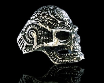 Reaper Machanic Gears Biomechanical Skull H.r Giger Ring Solid Sterling Silver