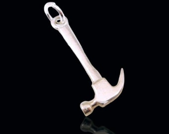 Hammer charm pendant  Solid Sterling Silver  925