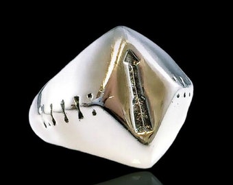 Anillo de plata de ley maciza 925 con lingote de Navajo con flecha de la época de Harvey de Old Pawn